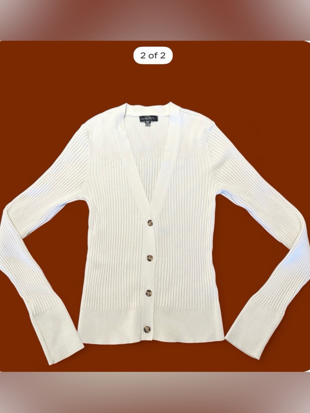 Dynamite Cream Ribbed Cardigan V Neck Button Front Sweater
